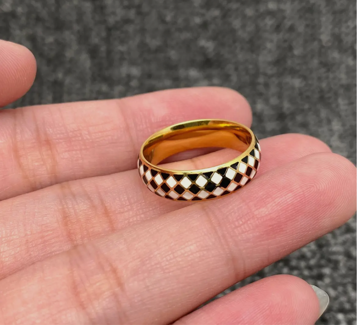Black & White Grid Ring