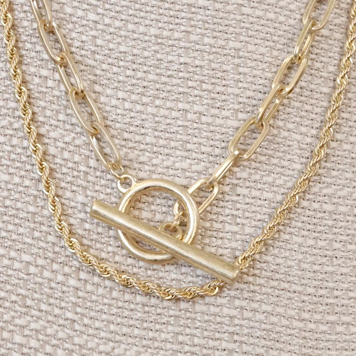 Front Toggle Multi Layer Chain Necklace