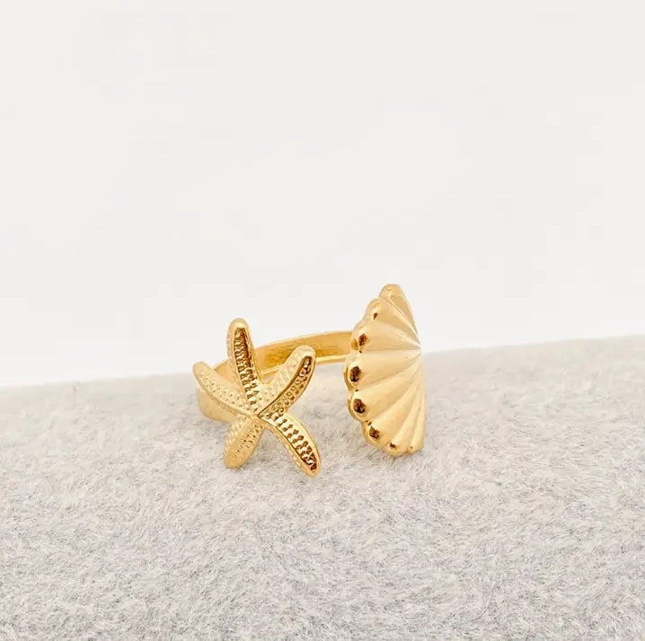 Starfish & Seashell Ring