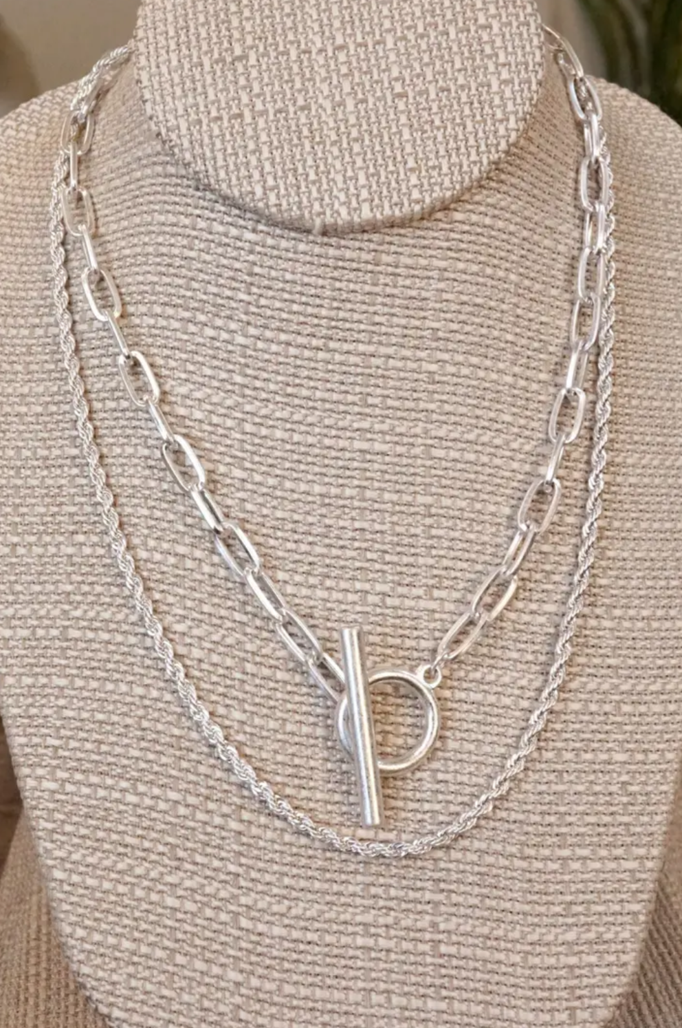 Front Toggle Multi Layer Chain Necklace