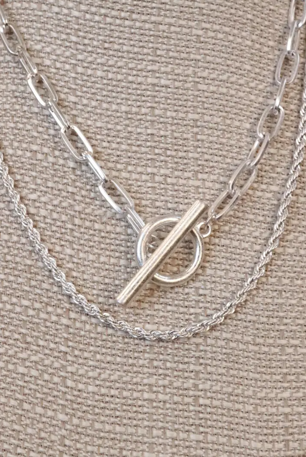 Front Toggle Multi Layer Chain Necklace