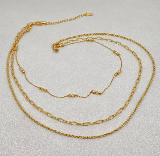 3-Layer Gold Chain Necklace