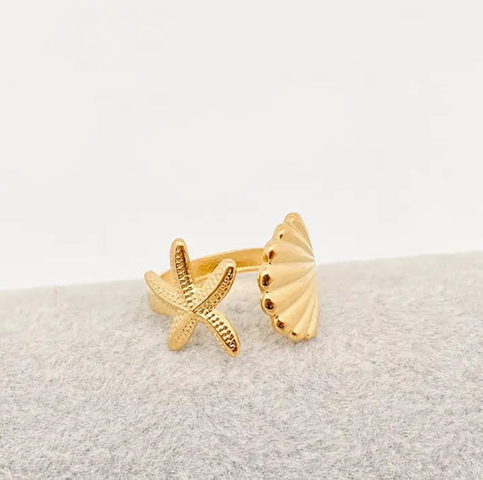 Starfish & Seashell Ring